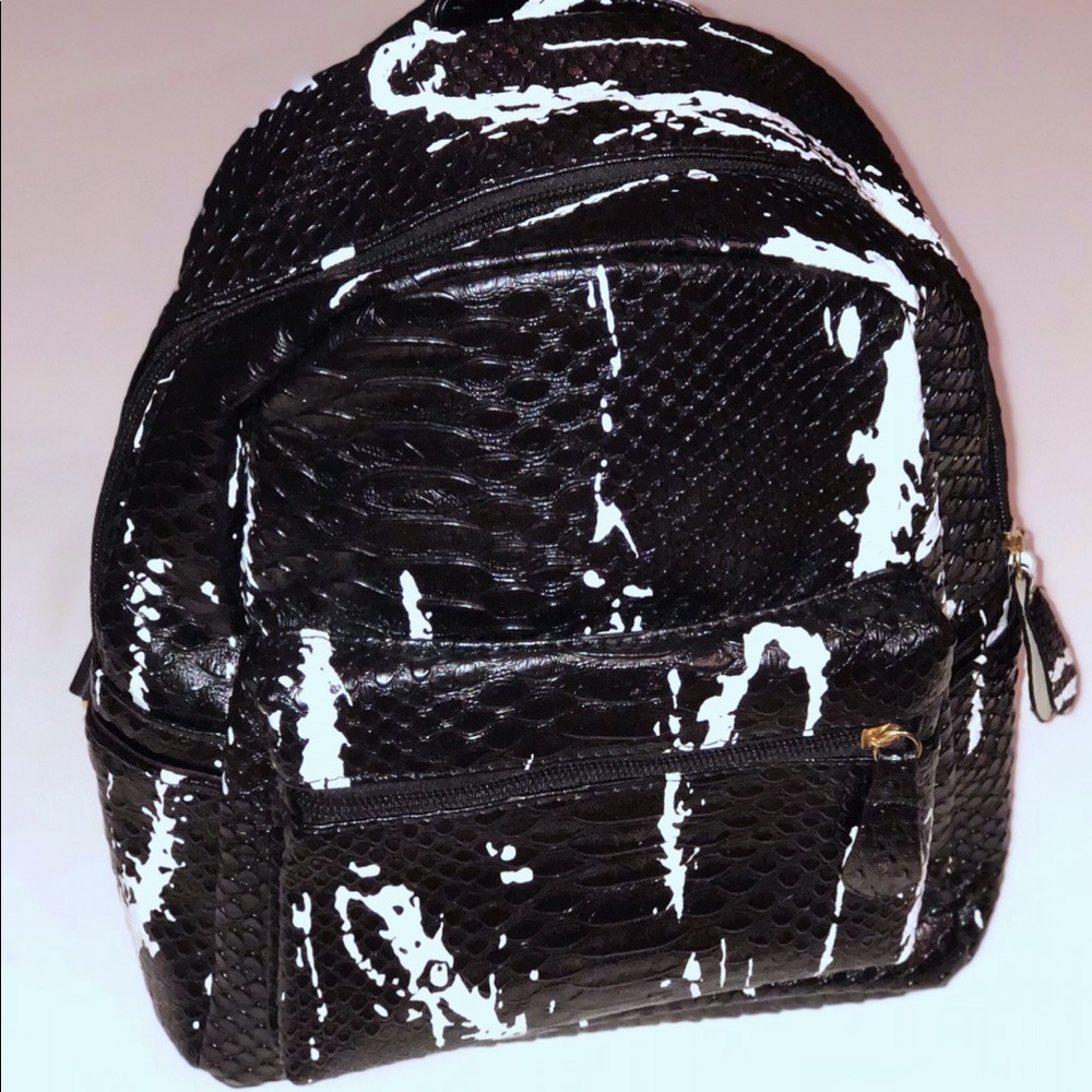 Black and White Marble Mini Backpack